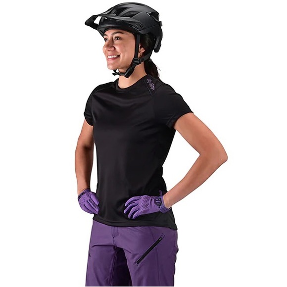 WOMENS LILIUM SS JERSEY SOLID BLACK XS - Picture 1 of 5